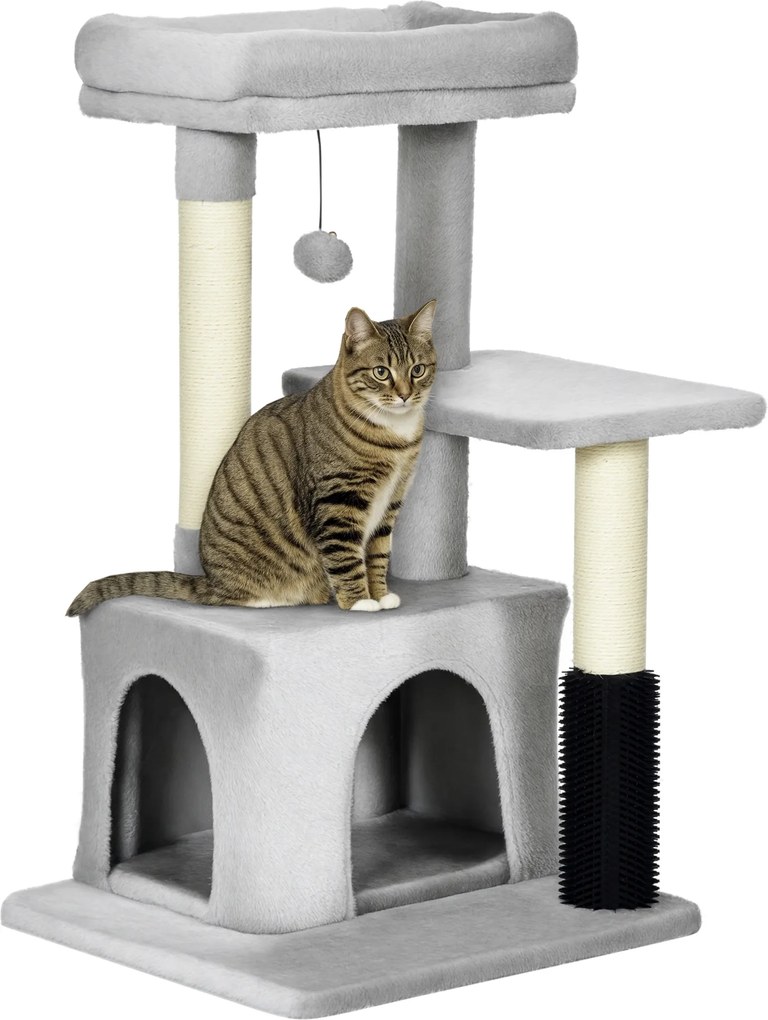 Arranhador para gatos, para trepar com arranhador, altura 85 cm, cinzento claro