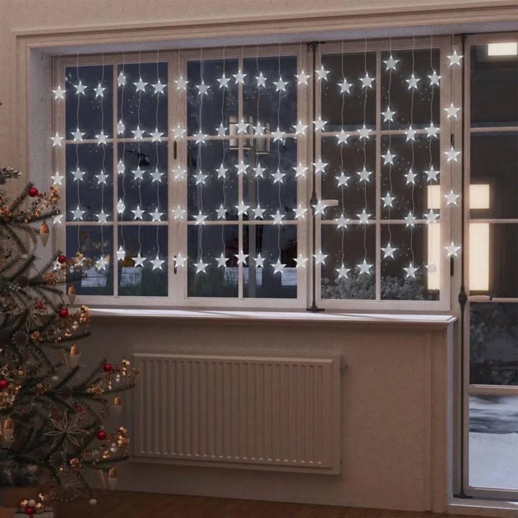 328807 vidaXL Cortina iluminação c/ estrelas 500 LEDs 8 funções branco frio