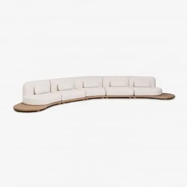 Sofá Modular Curvo De Jardim De 5 Peças Em Madeira De Acácia Gerard Marrom Acácia Claro - Sklum