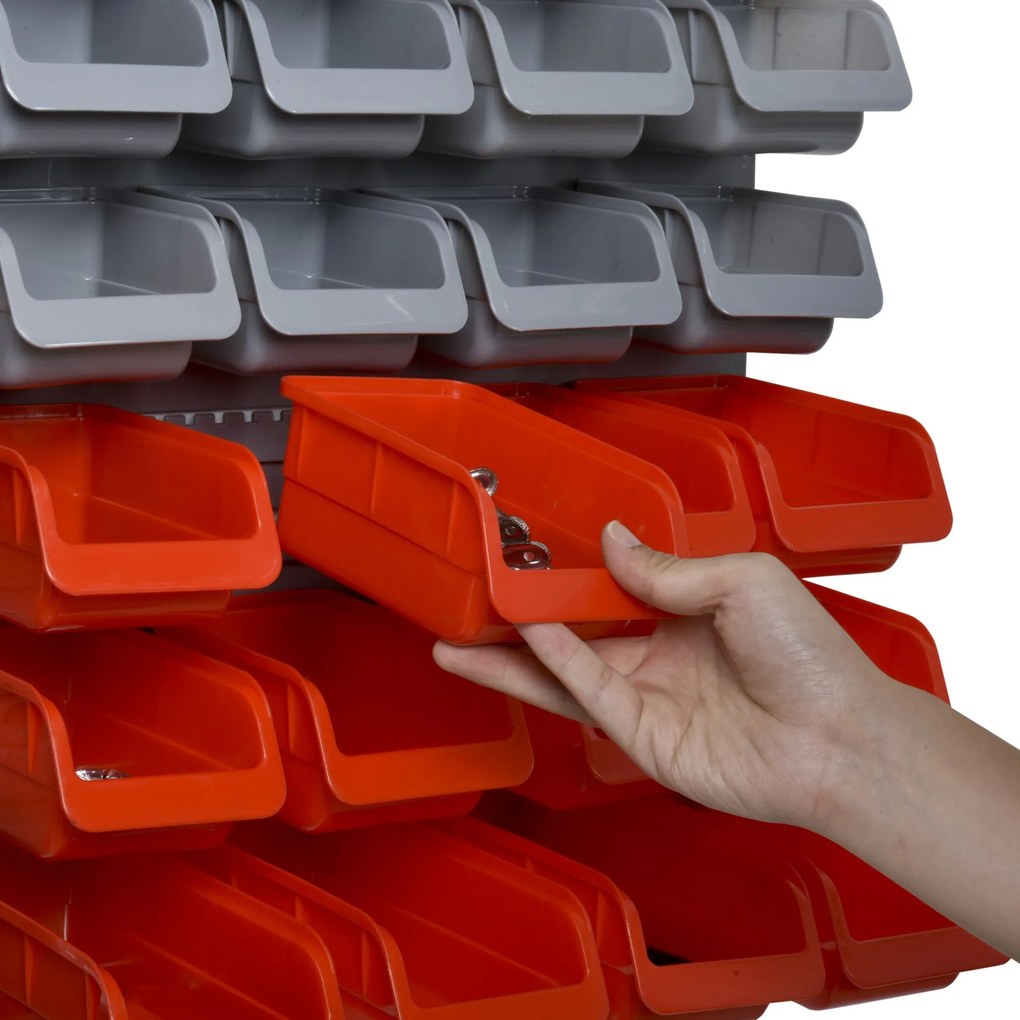 DURHAND Organizador de ferramentas com caixas e ganchos 63,5x22,5x95,5cm cinza e vermelho
