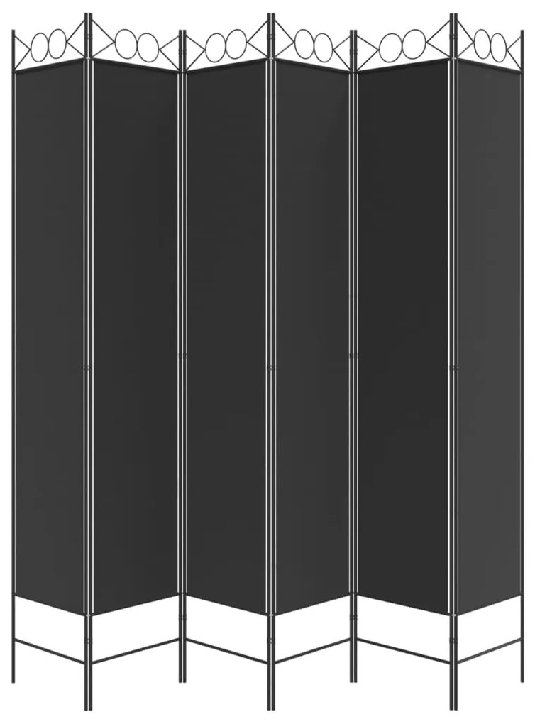 Divisória/biombo com 6 painéis 240x220 cm tecido preto