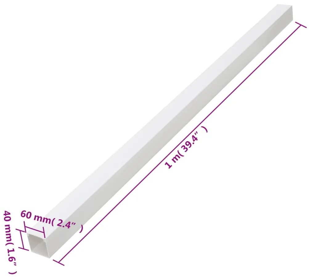 Calhas para cabos 60x40 mm 30 m PVC