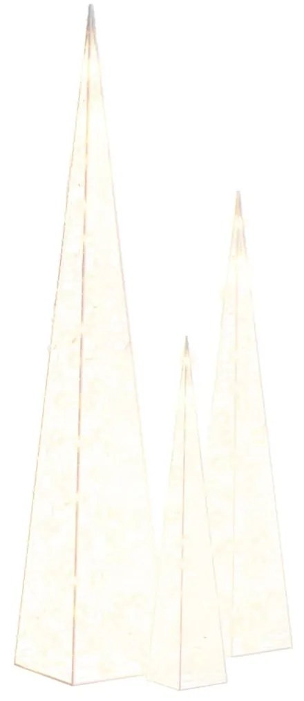 Conjunto de 3 Cones Natalicios LEDs - Branco Quente