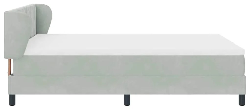 Cama Box Spring com Colchão Cinza Claro 140x200 cm Veludo