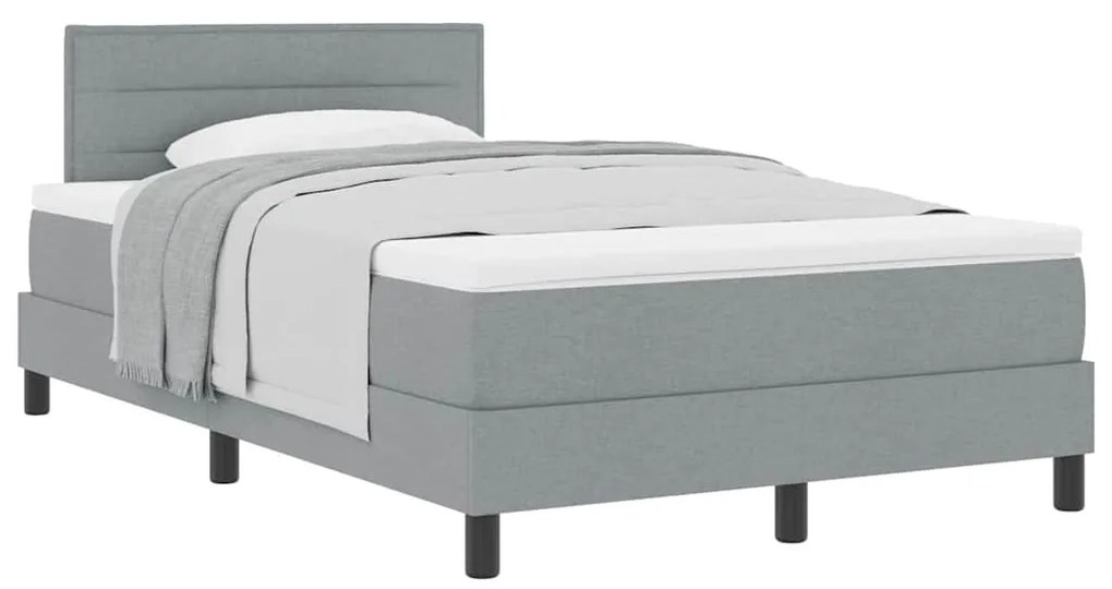 Cama Box Spring com Colchão Cinza Claro 120x200 cm Tecido