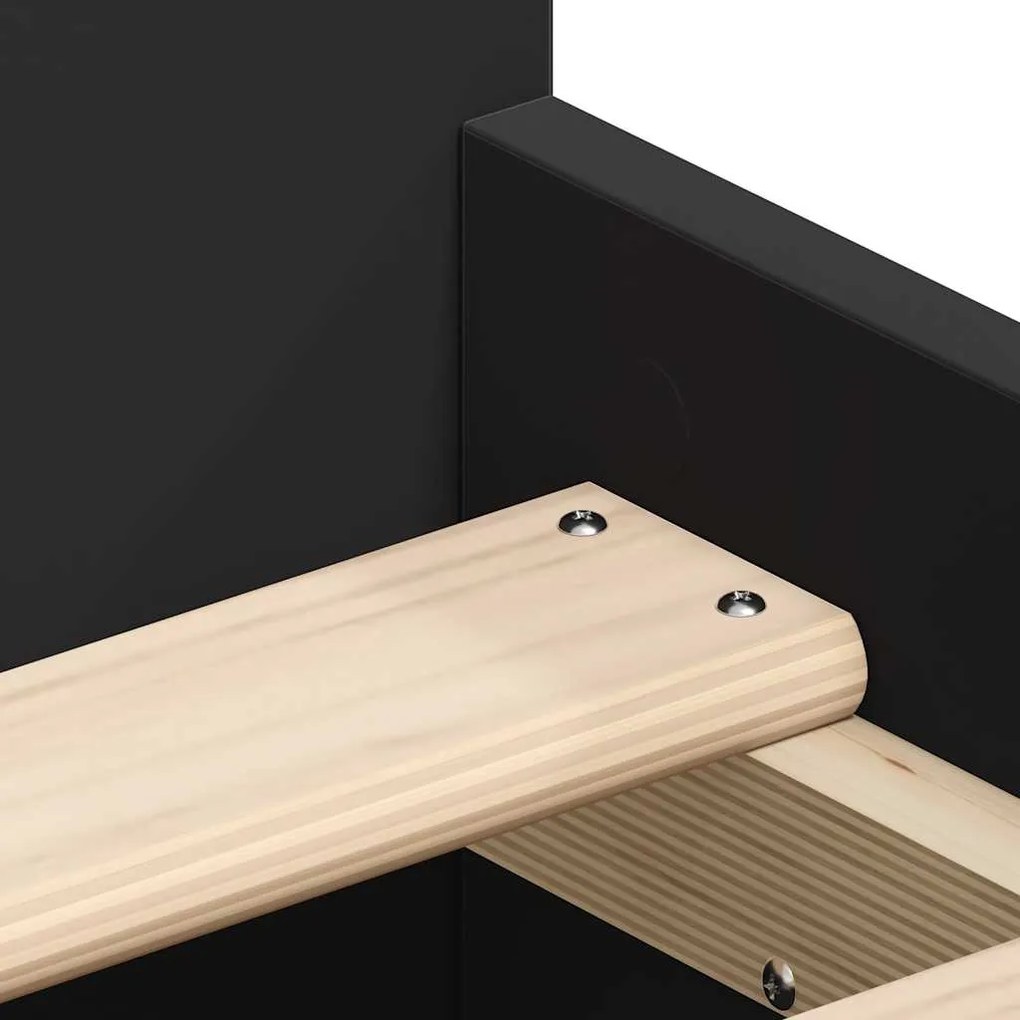 Estrutura de cama c/ painéis cabeceira e pés 90x190 cm preto