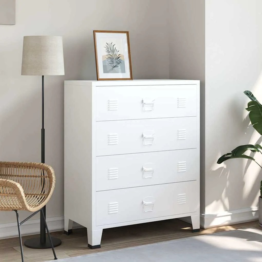 Cómoda industrial 78x40x93 cm metal branco
