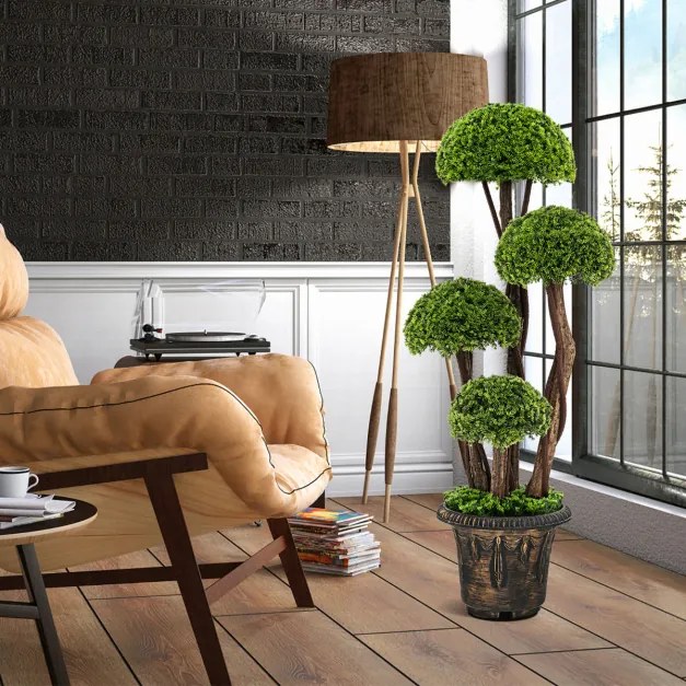 Árvore cedro artificial de 90cm, planta falsa de cipreste com vaso decorativo falso para jardim interno