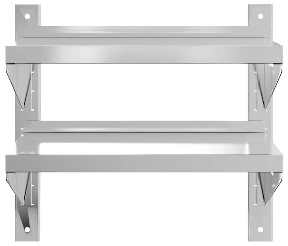 Estante parede 2 prateleiras 50x30x48 cm aço inoxidável prata