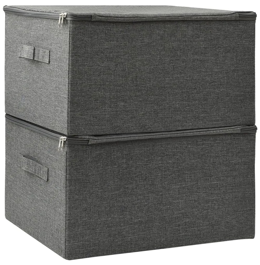 Caixas de arrumação 2 pcs 43x34x23 cm tecido antracite
