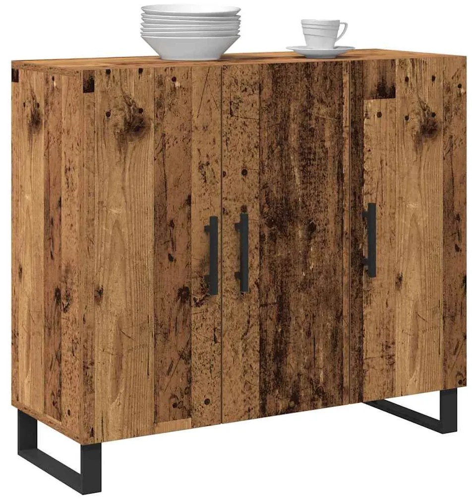 Sideboard vidaXL com 3 Portas em Madeira Antiga 90x34x80 cm em Madeira