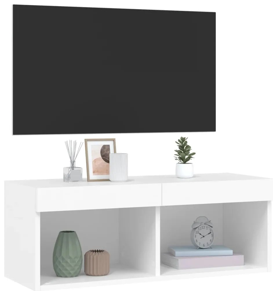 Móvel de TV com luzes LED 80x30x30 cm branco