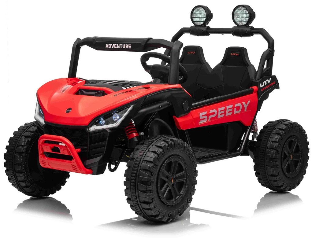 Jipe elétrico para crianças T-REX Ride 4x4, 2 Lugares, 24V, leitor MP3, bateria de lítio, Rodas EVA, controlo remoto, luzes LED Vermelho