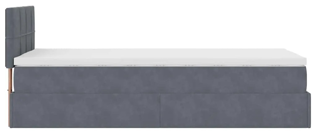 Estrutura cama otomana colchão 90x190 cm veludo cinzento escuro