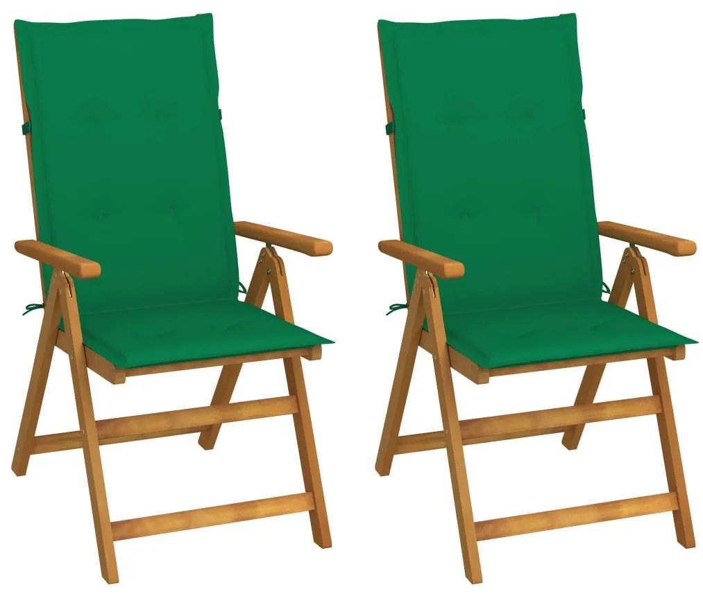 vidaXL Cadeiras jardim reclináveis c/ almofadões 2 pcs acácia maciça