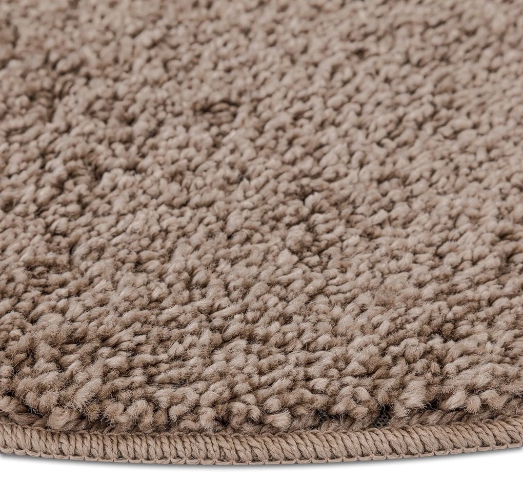 Tapete Peludo vidaXL com Fundo de Látex Marrom ø160 cm