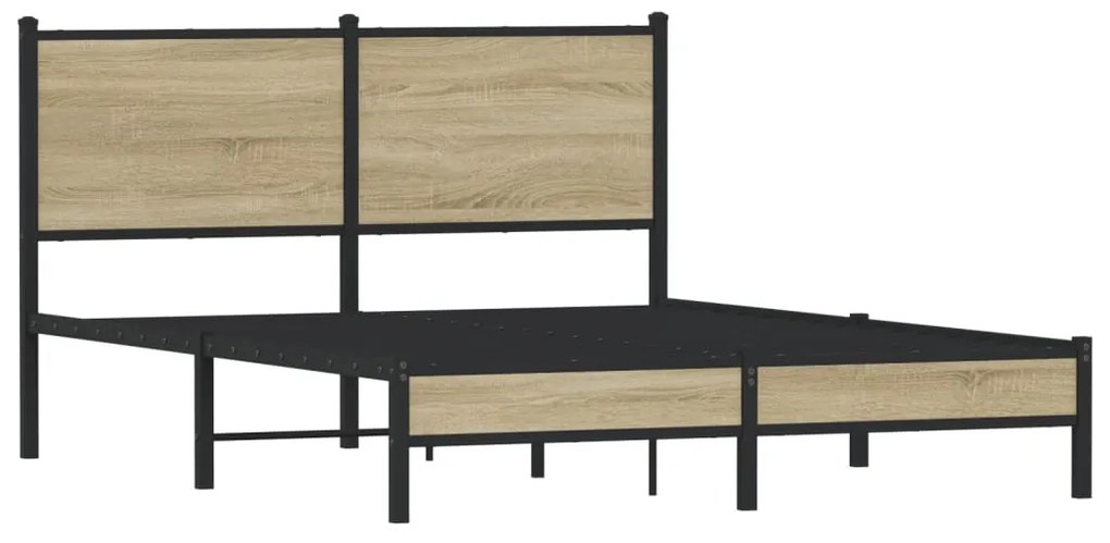 Estrutura de cama sem colchão 140x200 cm metal carvalho sonoma