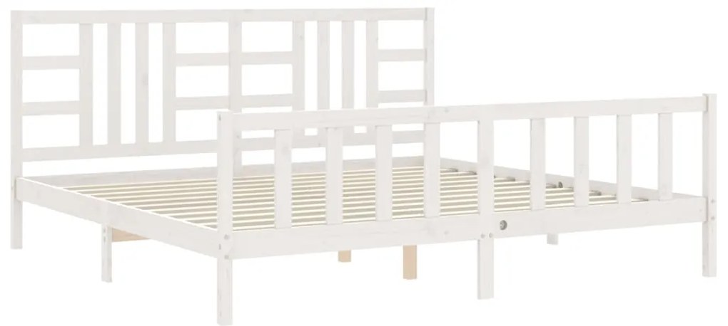 Cama sem colchão 200x200 cm madeira de pinho maciça branco