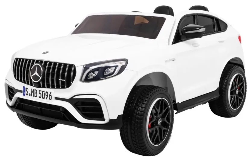 Carro elétrico para Crianças 2 Lugares Mercedes GLC 63S 2x12 V 4x4 Rodas Espuma EVA, assento couro ecológico Branco