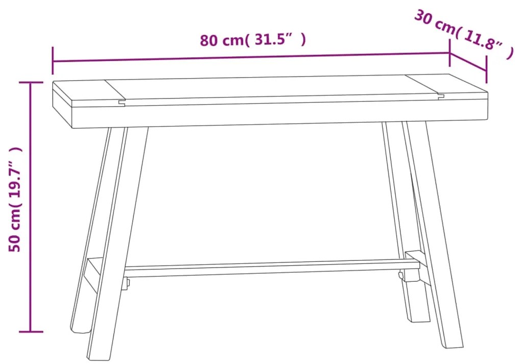Banco 80 cm madeira de teca maciça