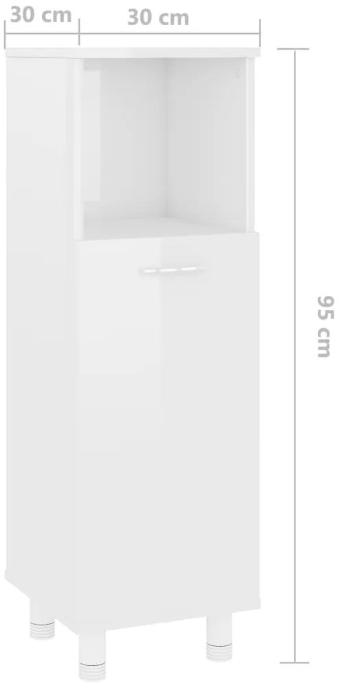 Armário casa de banho derivados de madeira branco brilhante