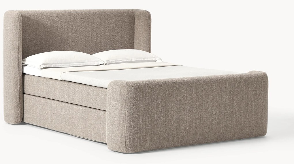 Cama Boxspring em bouclé Perla