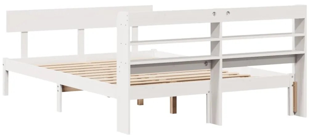 Cama sem colchão 140x200 cm madeira de pinho maciça branco