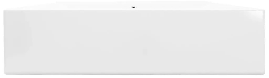 Lavatório cerâmico retangular luxososo branco, furo torneira 60x46cm