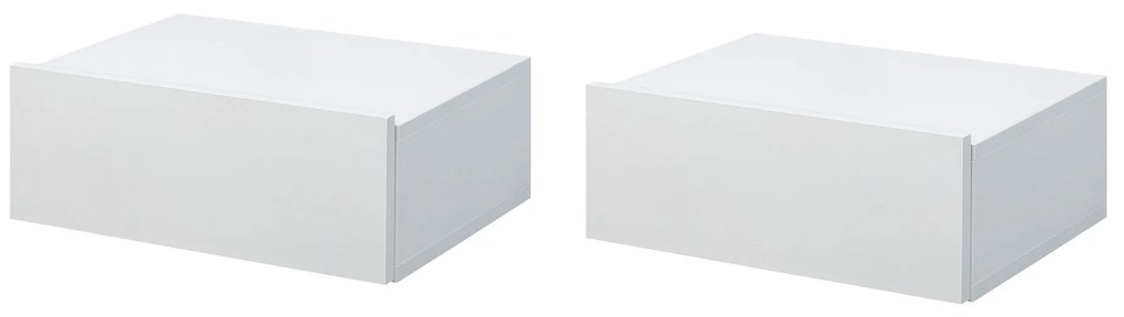 HOMCOM Conjunto de 2 Mesas de Cabeceira com 1 Gaveta Desenho Montado na Parede Estilo Moderno para Dormitório 40x30x15cm Branco | Aosom Portugal