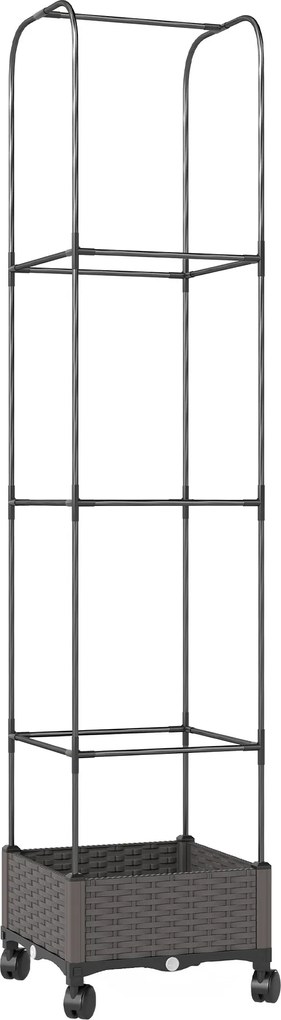 Outsunny Canteiro com treliça móvel com rodas e dreno, vaso 40 x 40 x 185 cm | Aosom Portugal