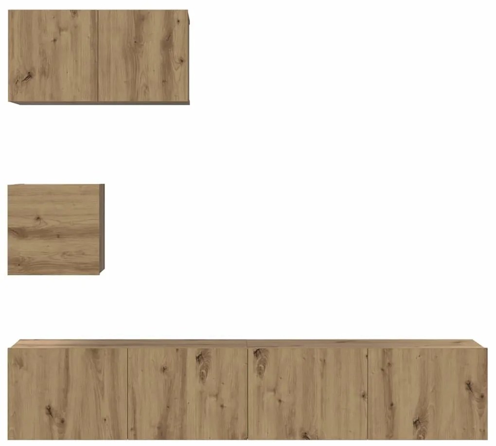 Conjunto de móvel de TV com prateleira 4 pcs carvalho artisiano