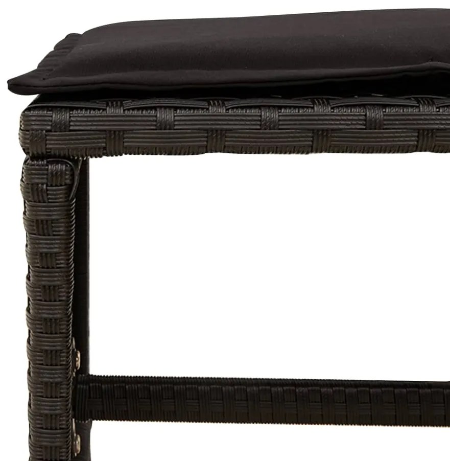17 pcs conjunto de jantar p/ jardim c/ almofadões vime PE preto