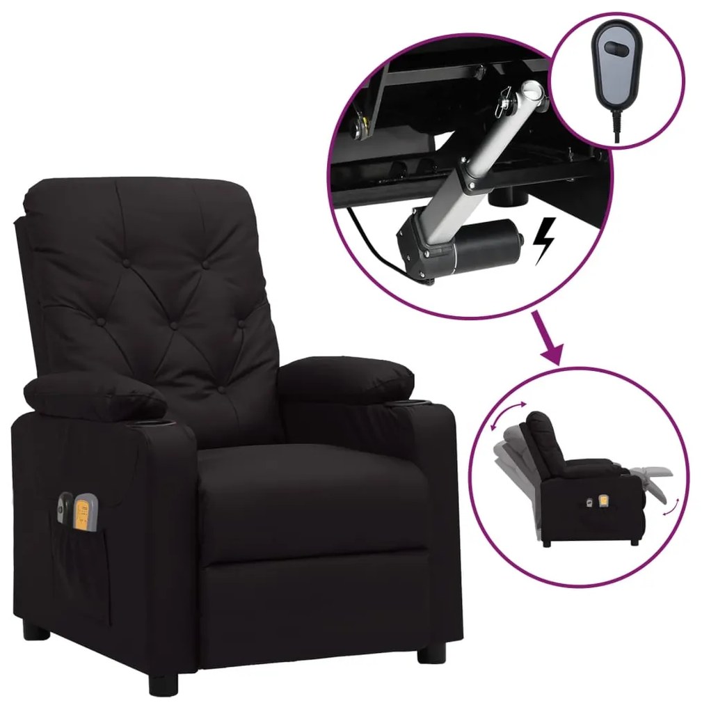 Poltrona de massagens elétrica couro artificial preto