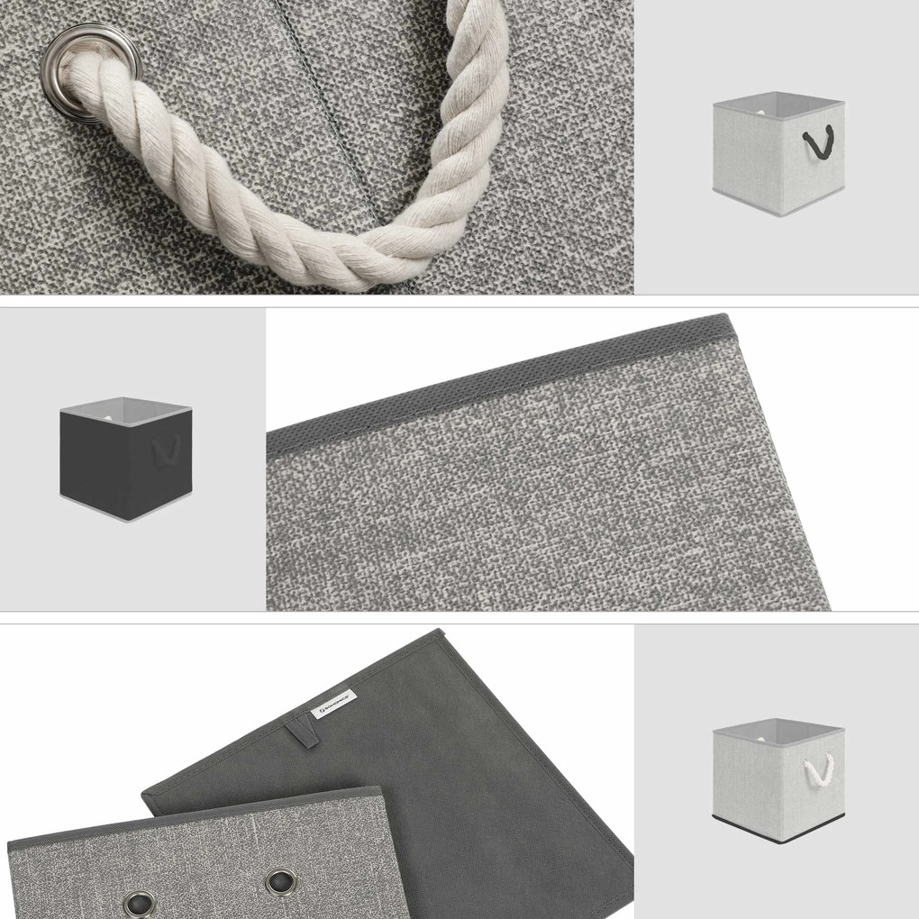 Conjunto de 3 Caixas de tecido sem tampa 30 x 30 x 30 cm, cinzentas