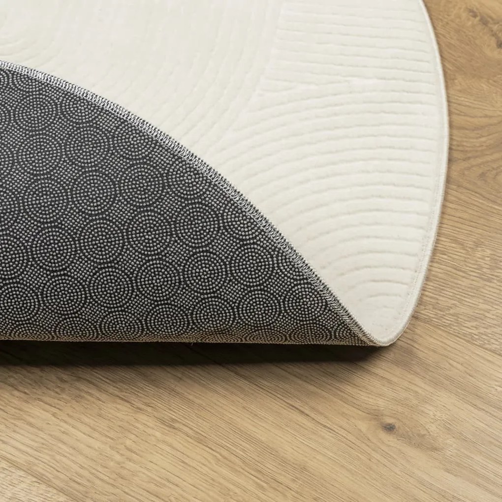 Tapete de pelo curto IZA visual escandinavo Ø 80 cm cor creme