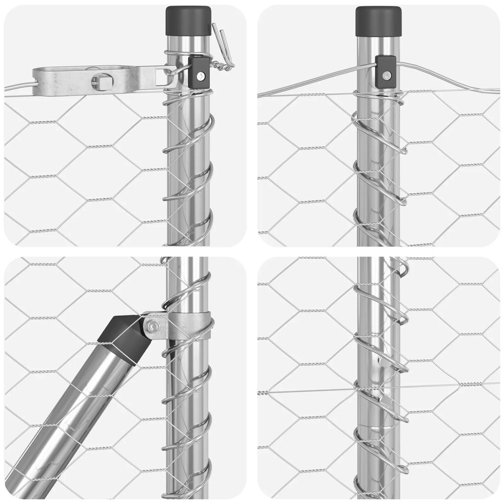 Cerca Hexagonal com 13 Postes Prateados 1x25 m Aço Galvanizado