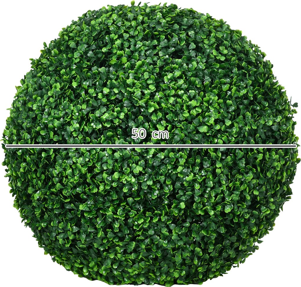 Conjunto de 2 bolas artificiais de buxo com 50 cm (VASOS NÃO INCLUIDOS), para decoração de interiores ou exteriores, na cor verde