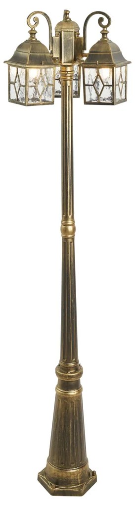 Lanterna de exterior clássica dourada antiga com vidro transparente 198cm IP44 - London Clássico / Antigo