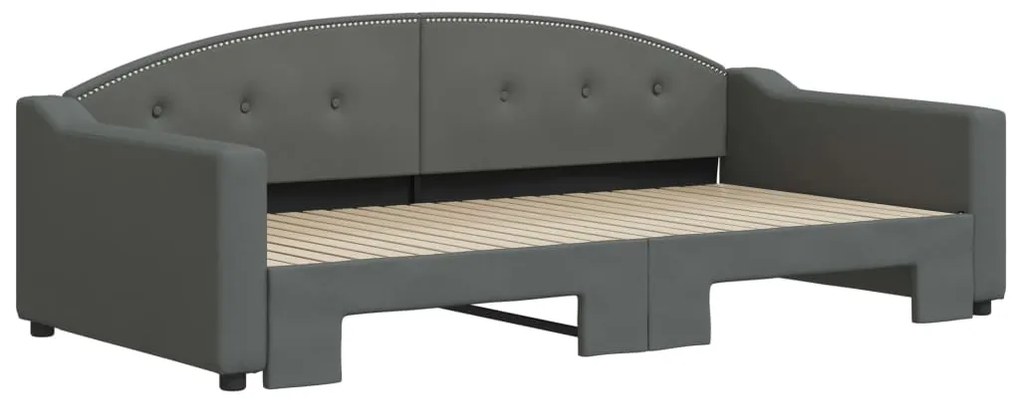 Sofá-cama com gavetão 100x200 cm tecido cinzento-escuro