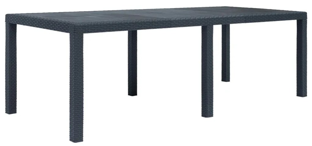 45608 vidaXL Mesa de jardim 220x90x72cm plástico antracite c/ aspeto de vime