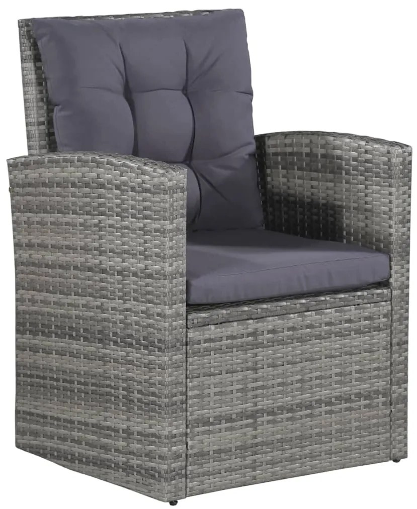 6 pcs conjunto lounge de jardim c/ almofadões vime PE cinzento