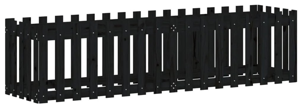 Canteiro elevado c/ design cerca 200x50x50cm pinho maciço preto