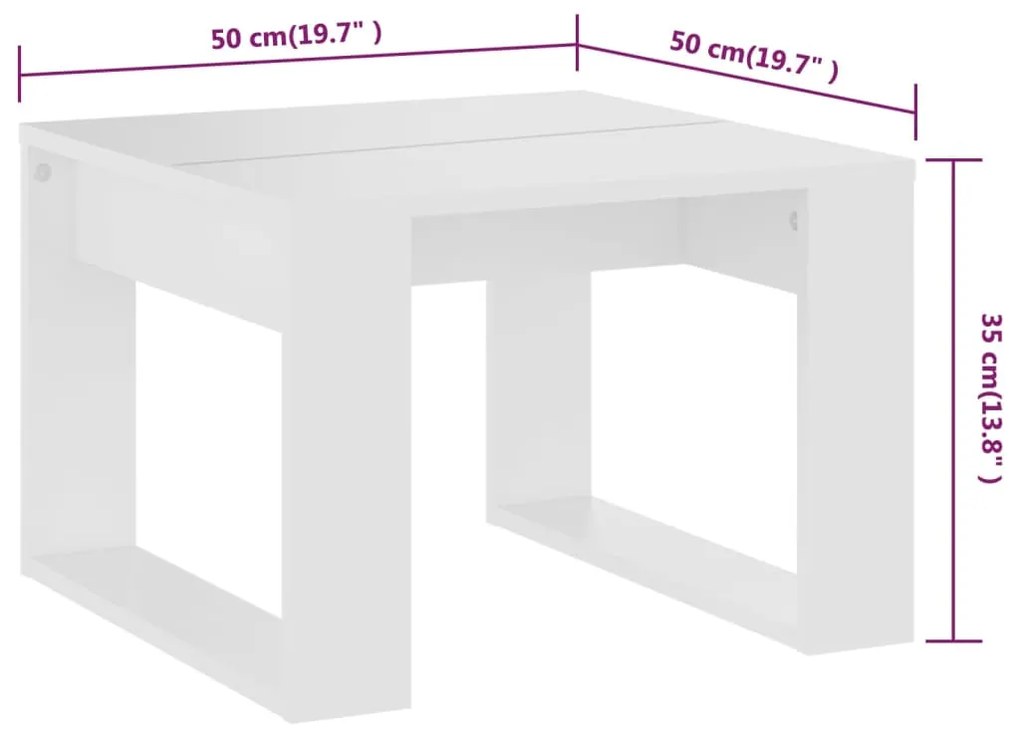 Mesa de apoio 50x50x35 cm contraplacado branco