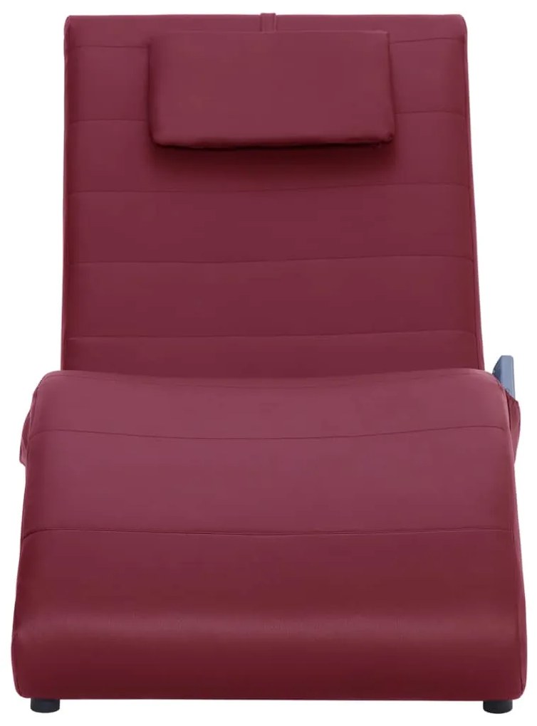 Chaise longue massagem + almofada couro artif. vermelho tinto