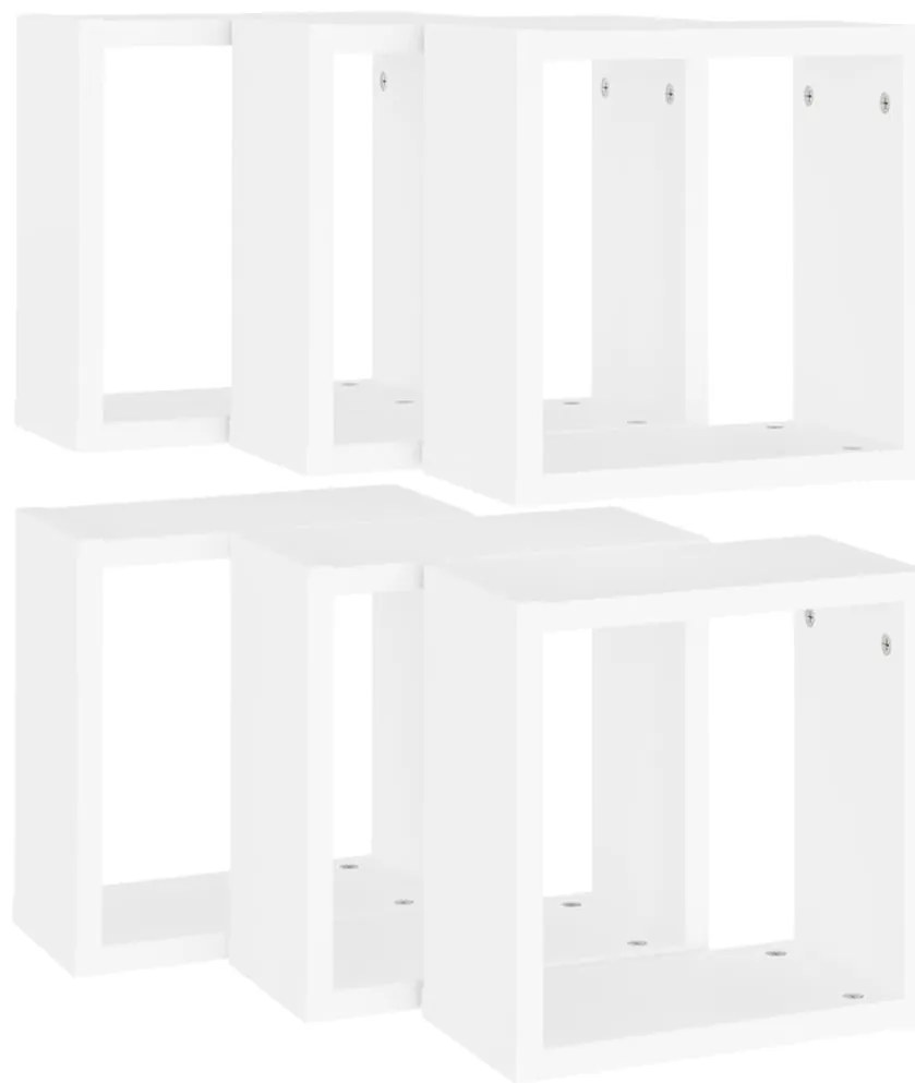 Prateleiras de parede em forma de cubo 6 pcs 30x15x30cm branco