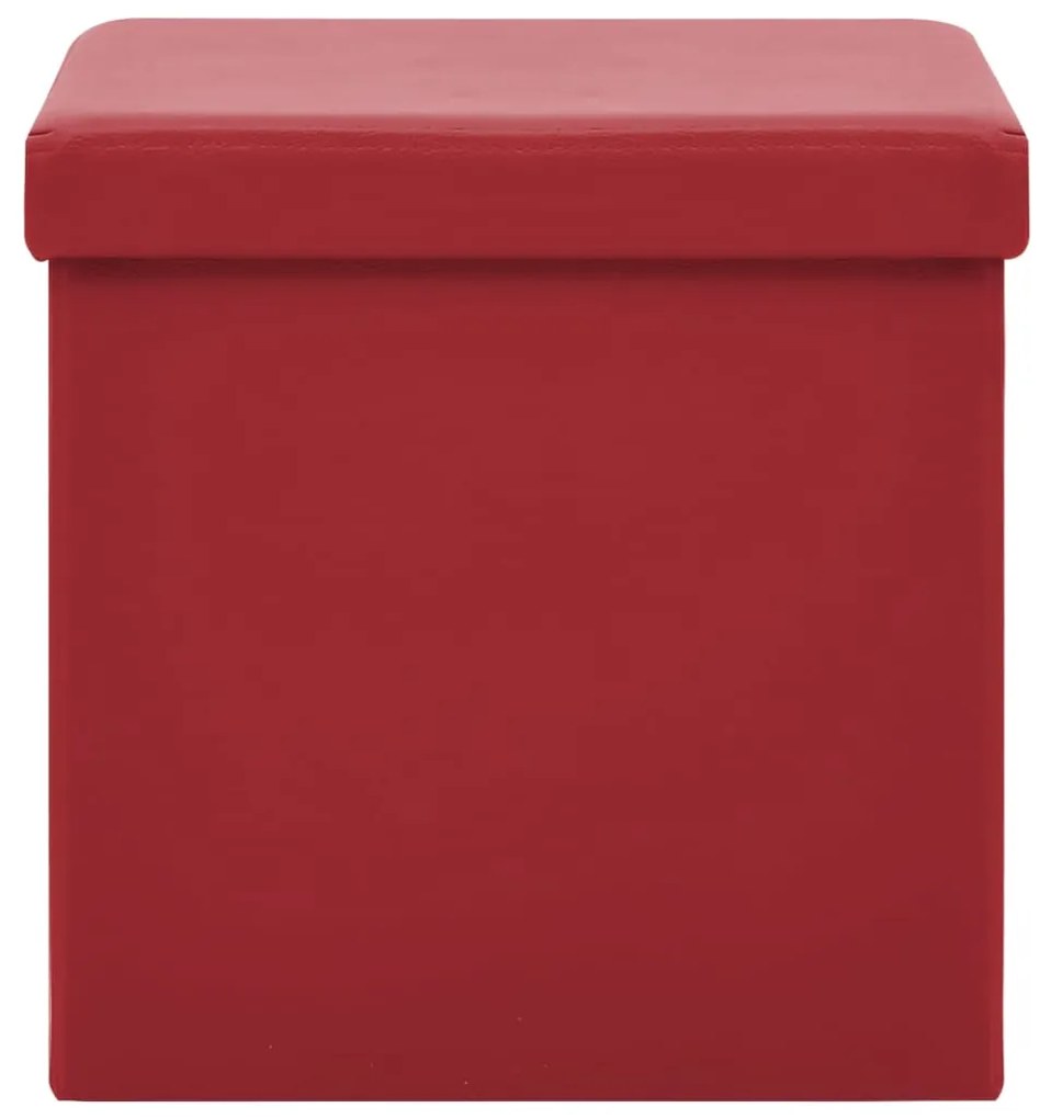 Bancos de arrumação dobráveis 2 pcs PVC vermelho tinto