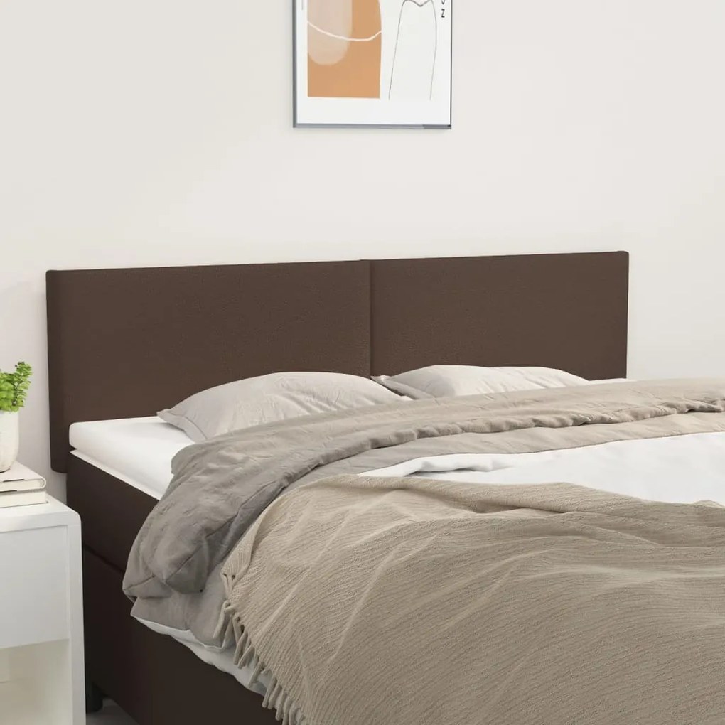 vidaXL Cabeceira de cama 2 pcs couro artificial 72x5x78/88 cm castanho