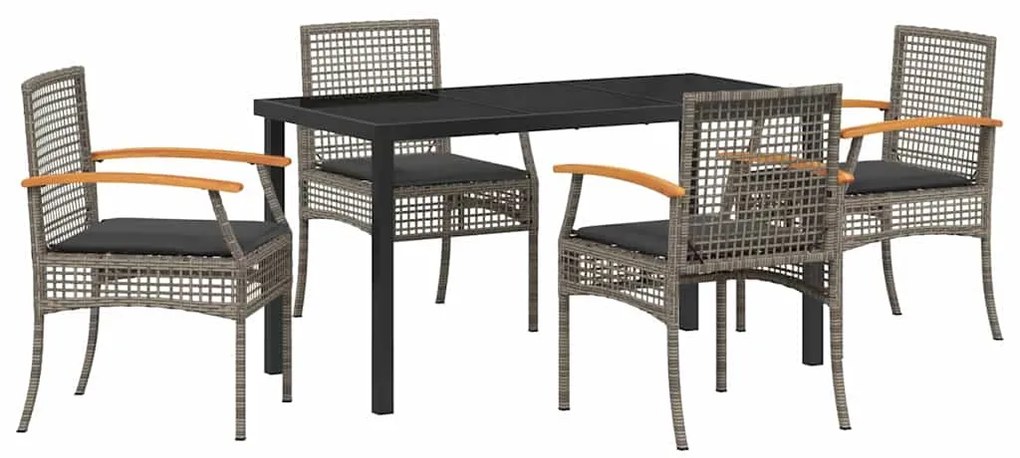 Conjunto de Jantar de Jardim 5 Peças com Almofadas em Rattan Sintético