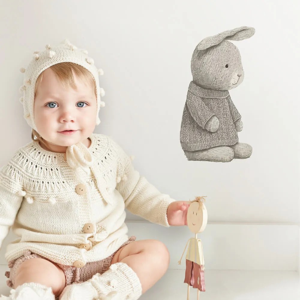 Adesivo para quarto infantil - Coelho cinza