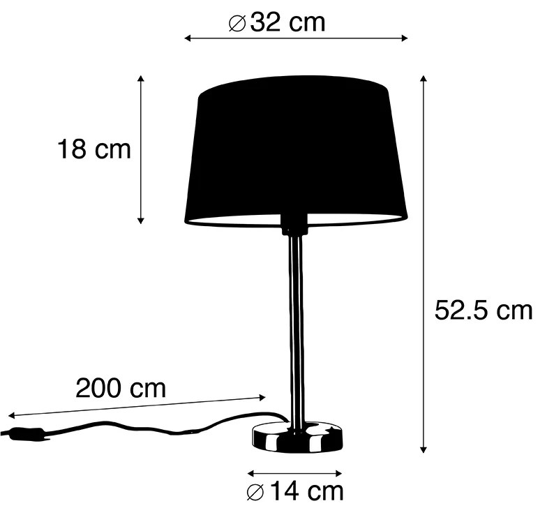 Candeeiro de mesa moderno em aço com máscara branca de 32 cm - Simplo Moderno